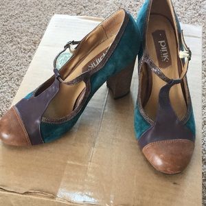 Super fun eclectic heels by PINK studio Anthropologie